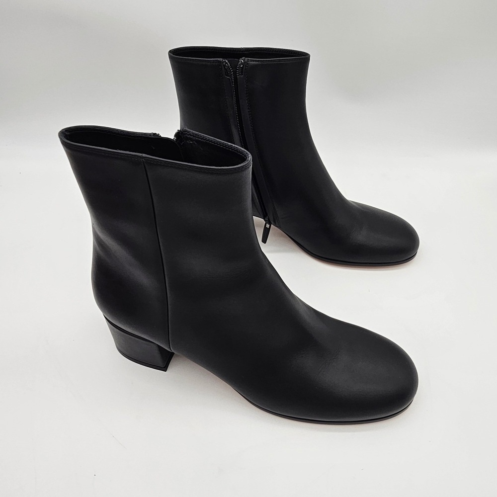 Gianvito Rossi Black Leather Block Heel Ankle Boots G73815 Womens US 8.5 EU 38.5